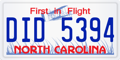 NC license plate DID5394