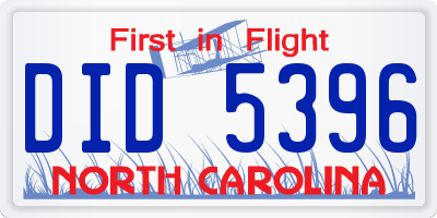 NC license plate DID5396