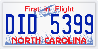 NC license plate DID5399