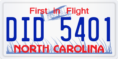 NC license plate DID5401