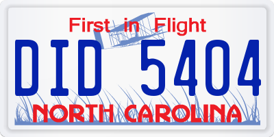NC license plate DID5404