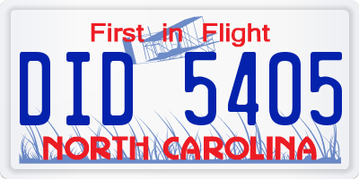 NC license plate DID5405