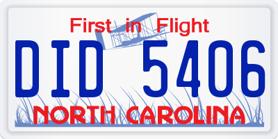 NC license plate DID5406