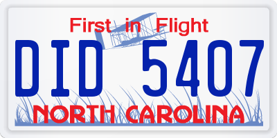 NC license plate DID5407