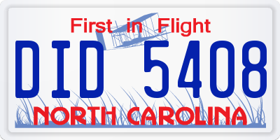 NC license plate DID5408