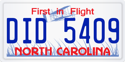 NC license plate DID5409