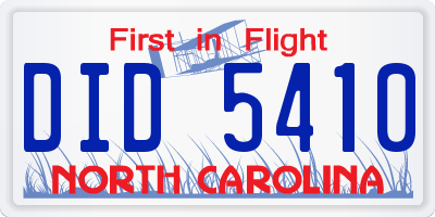 NC license plate DID5410