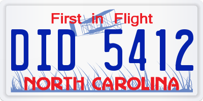 NC license plate DID5412