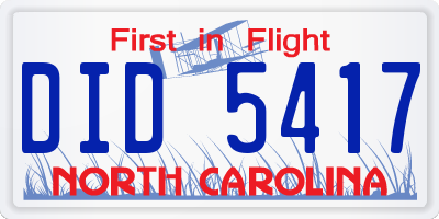 NC license plate DID5417