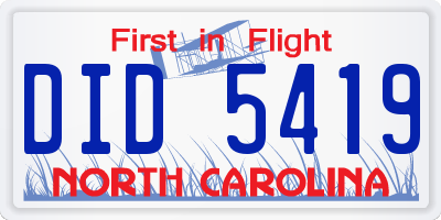 NC license plate DID5419