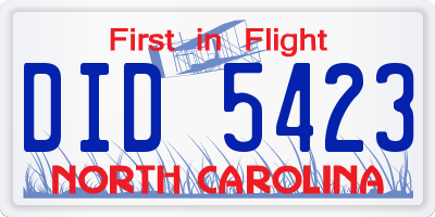 NC license plate DID5423
