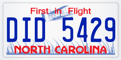 NC license plate DID5429