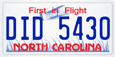 NC license plate DID5430