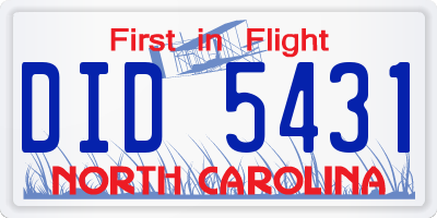 NC license plate DID5431