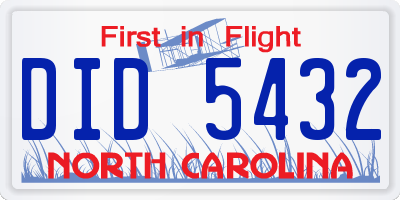 NC license plate DID5432