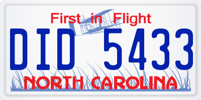 NC license plate DID5433