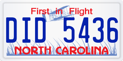 NC license plate DID5436