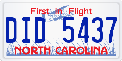 NC license plate DID5437