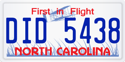 NC license plate DID5438