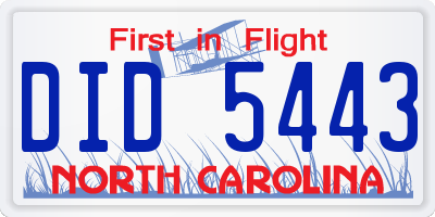 NC license plate DID5443