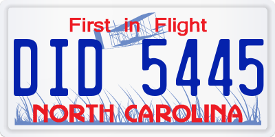 NC license plate DID5445