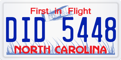 NC license plate DID5448
