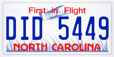 NC license plate DID5449
