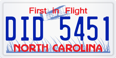 NC license plate DID5451