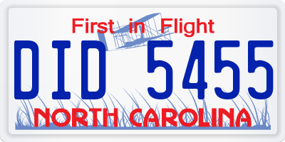 NC license plate DID5455