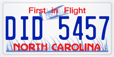 NC license plate DID5457