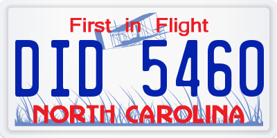 NC license plate DID5460