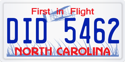 NC license plate DID5462