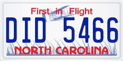 NC license plate DID5466