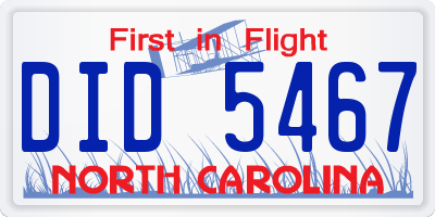 NC license plate DID5467