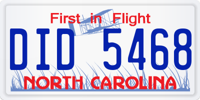 NC license plate DID5468