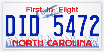 NC license plate DID5472