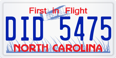 NC license plate DID5475