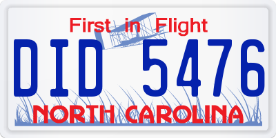 NC license plate DID5476