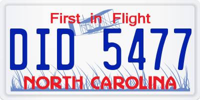 NC license plate DID5477