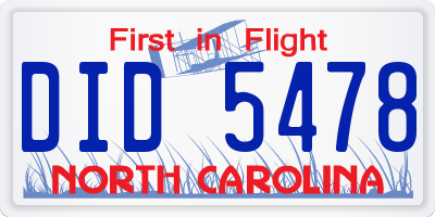 NC license plate DID5478