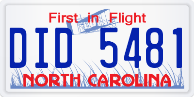 NC license plate DID5481