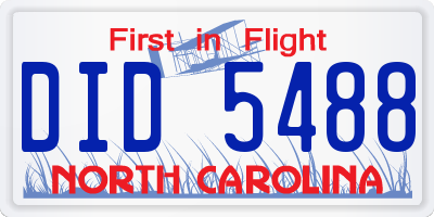 NC license plate DID5488