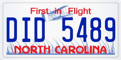 NC license plate DID5489