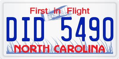 NC license plate DID5490