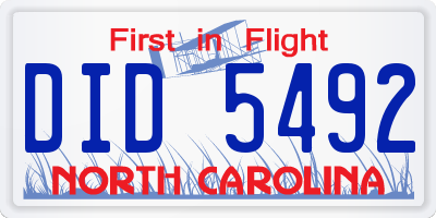 NC license plate DID5492