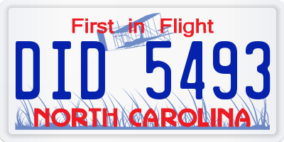 NC license plate DID5493