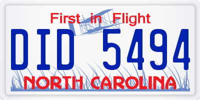 NC license plate DID5494