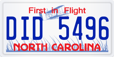 NC license plate DID5496