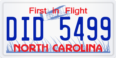 NC license plate DID5499