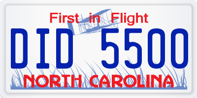 NC license plate DID5500